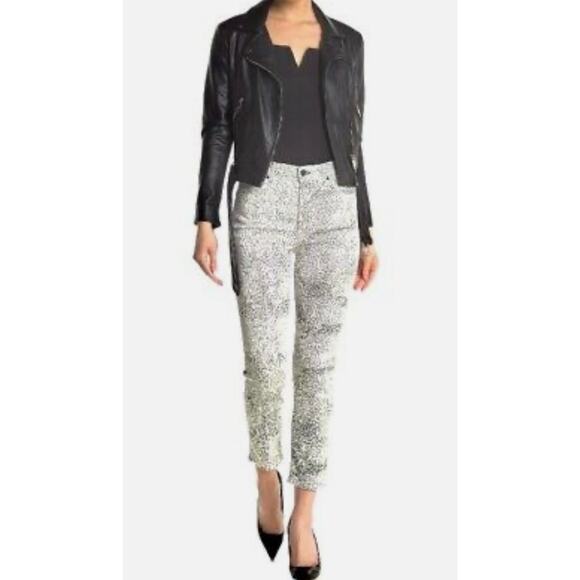 Aritzia GRLFRND Opposites Attract High-Rise Slim‎ Black/White Reed Jeans Size 26 - Picture 1 of 10